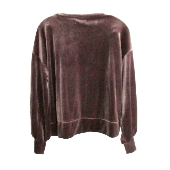 MADEWELL Womens Taupe Velvet Long Sleeve Pullover Top  S Lounge Tee - Picture 2 of 12